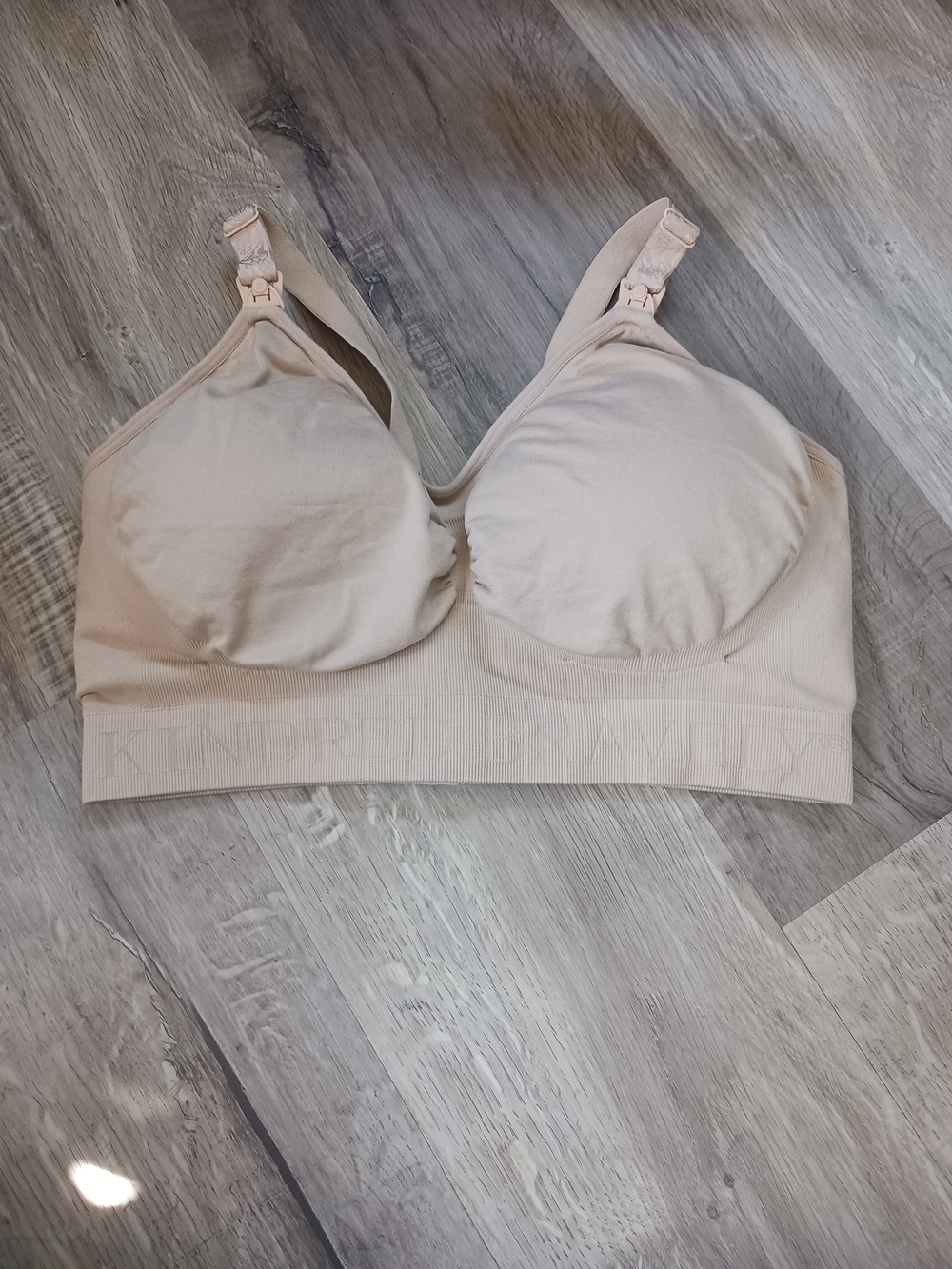L Busty Kindred Bravely Beige Nursing Bra with Clip-Down Straps
